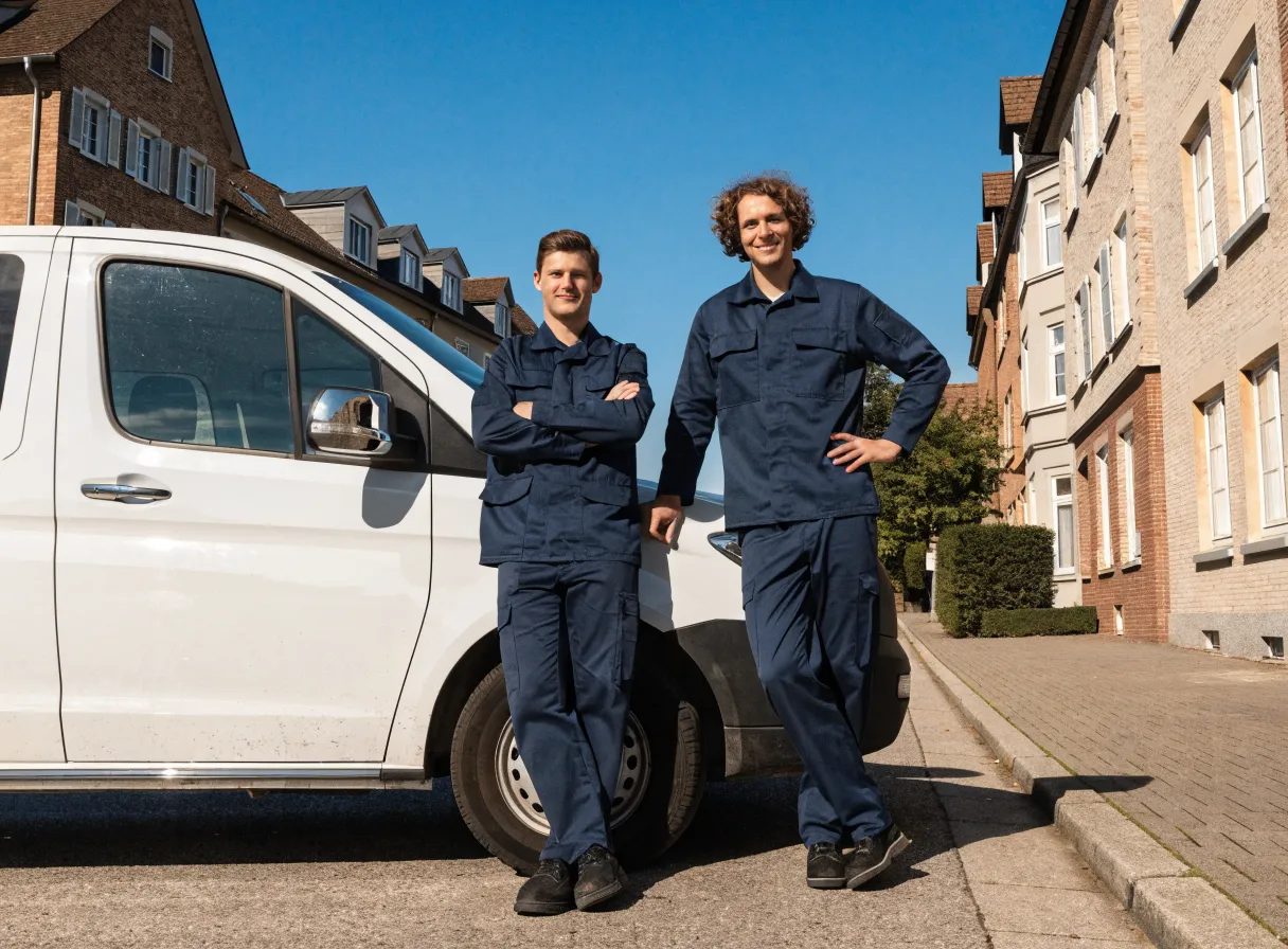 Das Team des Stromhelfer Elektro-Notdiensts vor dem Einsatzfahrzeug